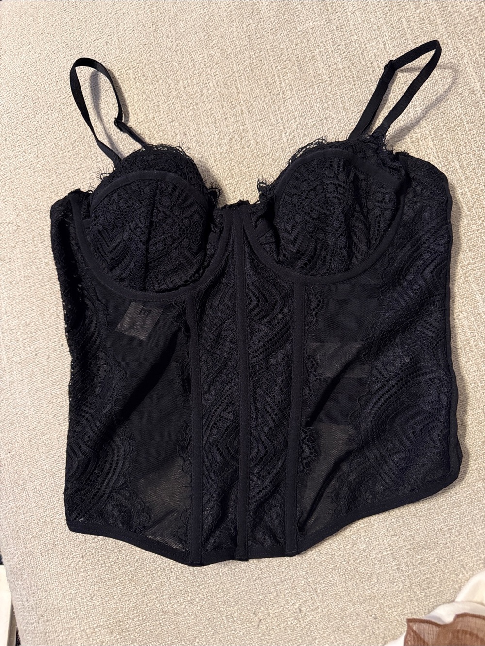 NWT GARAGE Black Lace Bustier Corset Top